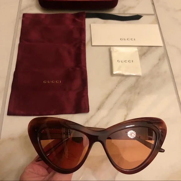 Gucci Show Stoppee Cat-Eye Sunglasses - Havana Brown Gucci | Accessories | New Show Stopper Gucci Cat Eye  main image 2